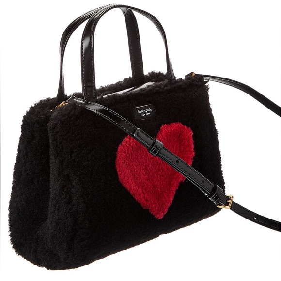Kate Spade Sam Icon Intarsia Heart Faux Shearling Small Tote - Picture 2 of 9